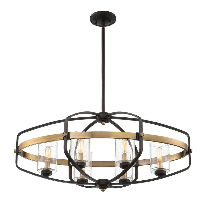 Savoy House 1-8042-6-79 Six Light Linear Chandelier, English Bronze/Warm Brass (2)