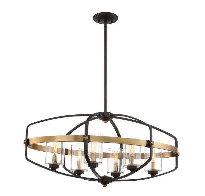 Savoy House 1-8042-6-79 Six Light Linear Chandelier, English Bronze/Warm Brass (3)