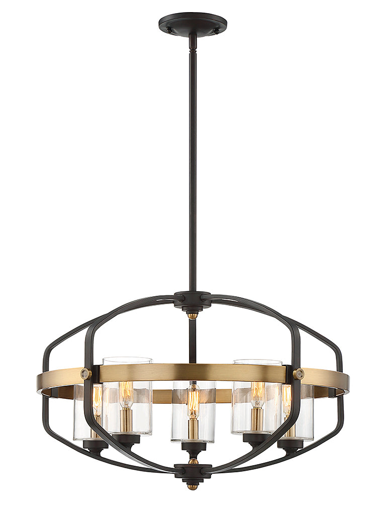 Savoy House 7-8041-5-79 Five Light Pendant, English Bronze/Warm Brass