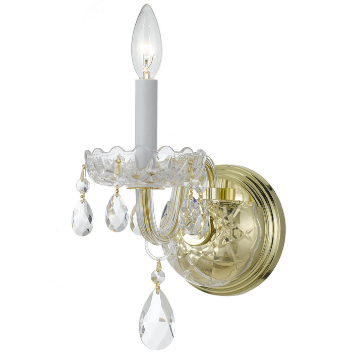 Crystorama 1031-PB-CL-S Traditional Crystal One Light Wall Sconce Polished Brass Main Image.jpg