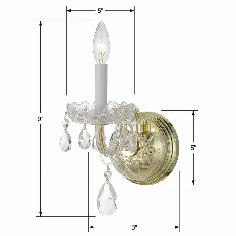 Crystorama 1031-PB-CL-SAQ Traditional Crystal One Light Wall Sconce Polished Brass Alternate Image 2.jpg