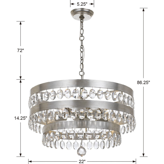 Crystorama 6106-SA Perla Five Light Chandelier Antique Silver Alternate Image 2.jpg
