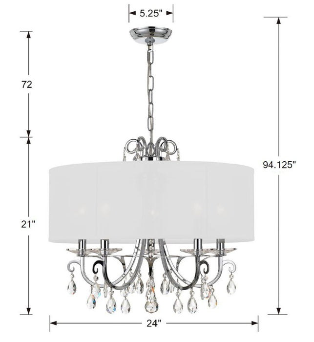Crystorama 6625-CH-CL-SAQ Othello Five Light Chandelier Polished Chrome Alternate Image 4.jpg