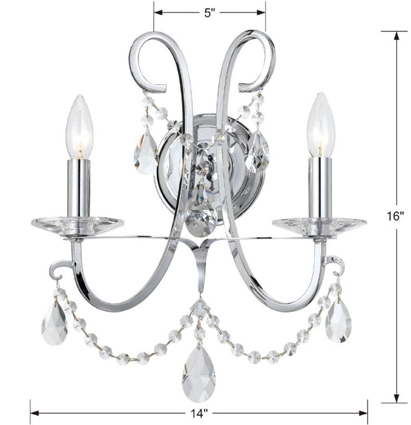 Crystorama 6822-CH-CL-MWP Othello Two Light Wall Sconce Polished Chrome Alternate Image 2.jpg