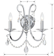 Crystorama 6822-CH-CL-S Othello Two Light Wall Sconce Polished Chrome Alternate Image 2.jpg