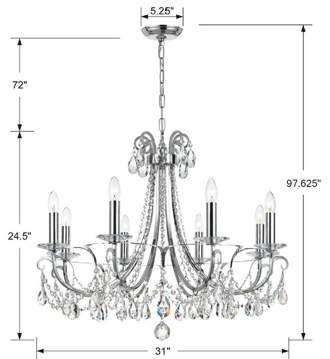 Crystorama 6828-CH-CL-S Othello Eight Light Chandelier Polished Chrome Alternate Image 2.jpg