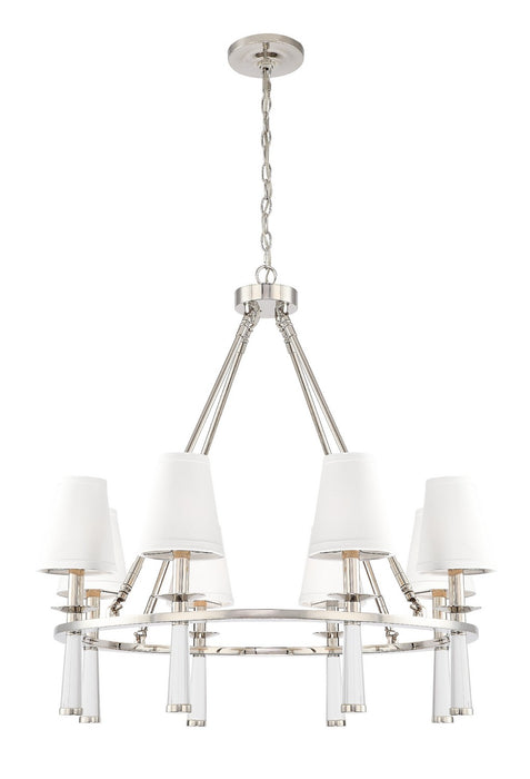 Crystorama 8867-PN Baxter Eight Light Chandelier Polished Nickel Main Image.jpg