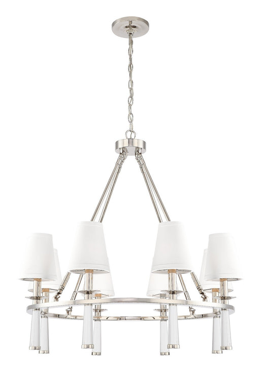 Crystorama 8867-PN Baxter Eight Light Chandelier Polished Nickel Main Image.jpg