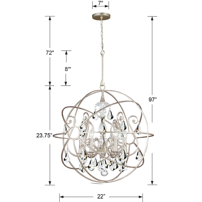 Crystorama 9026-OS-CL-S Solaris Five Light Chandelier Olde Silver Alternate Image 2.jpg
