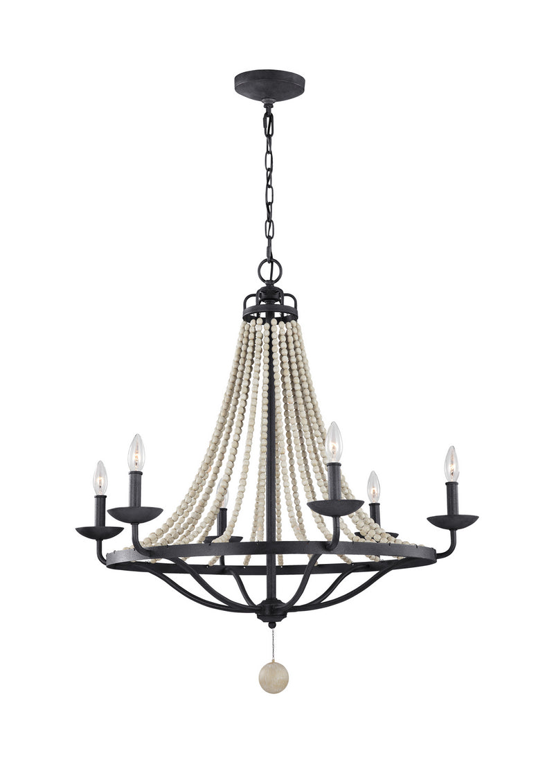Visual Comfort Studio F3129/6DWZ/DWG Nori Six Light Chandelier, Dark Weathered Zinc / Driftwood Grey Alternate Image.jpg