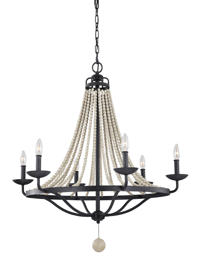Visual Comfort Studio F3129/6DWZ/DWG Nori Six Light Chandelier, Dark Weathered Zinc / Driftwood Grey Main Image.jpg
