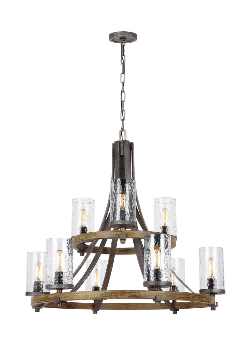 Visual Comfort Studio F3135/9DWK/SGM Angelo Nine Light Chandelier, Distressed Weathered Oak / Slate Grey Metal Main Image.jpg