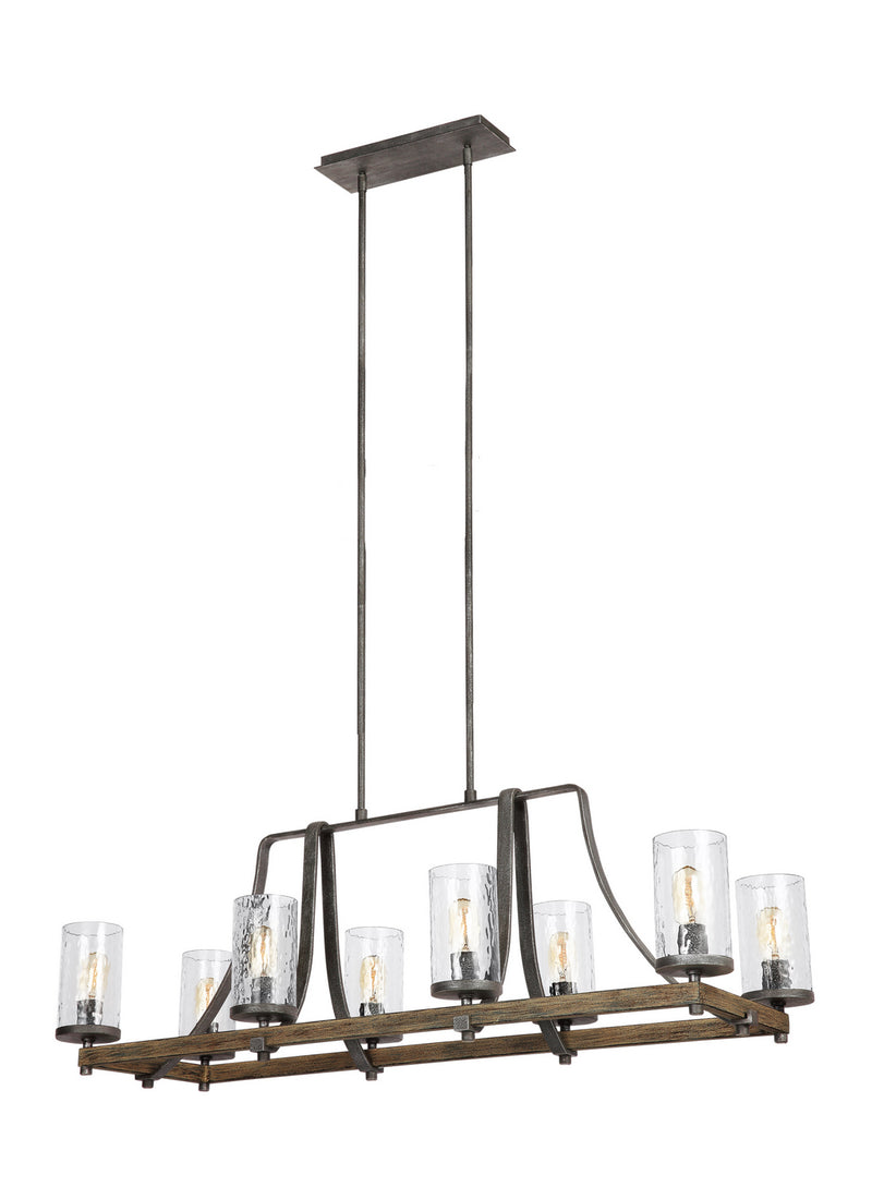 Visual Comfort Studio F3136/8DWK/SGM Angelo Eight Light Island Chandelier, Distressed Weathered Oak / Slate Grey Metal Main Image.jpg