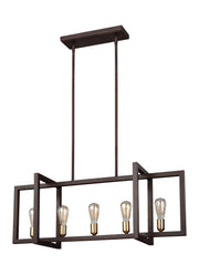 Visual Comfort Studio F3147/5NWB Finnegan Five Light Island Chandelier, New World Bronze Alternate Image 3.jpg