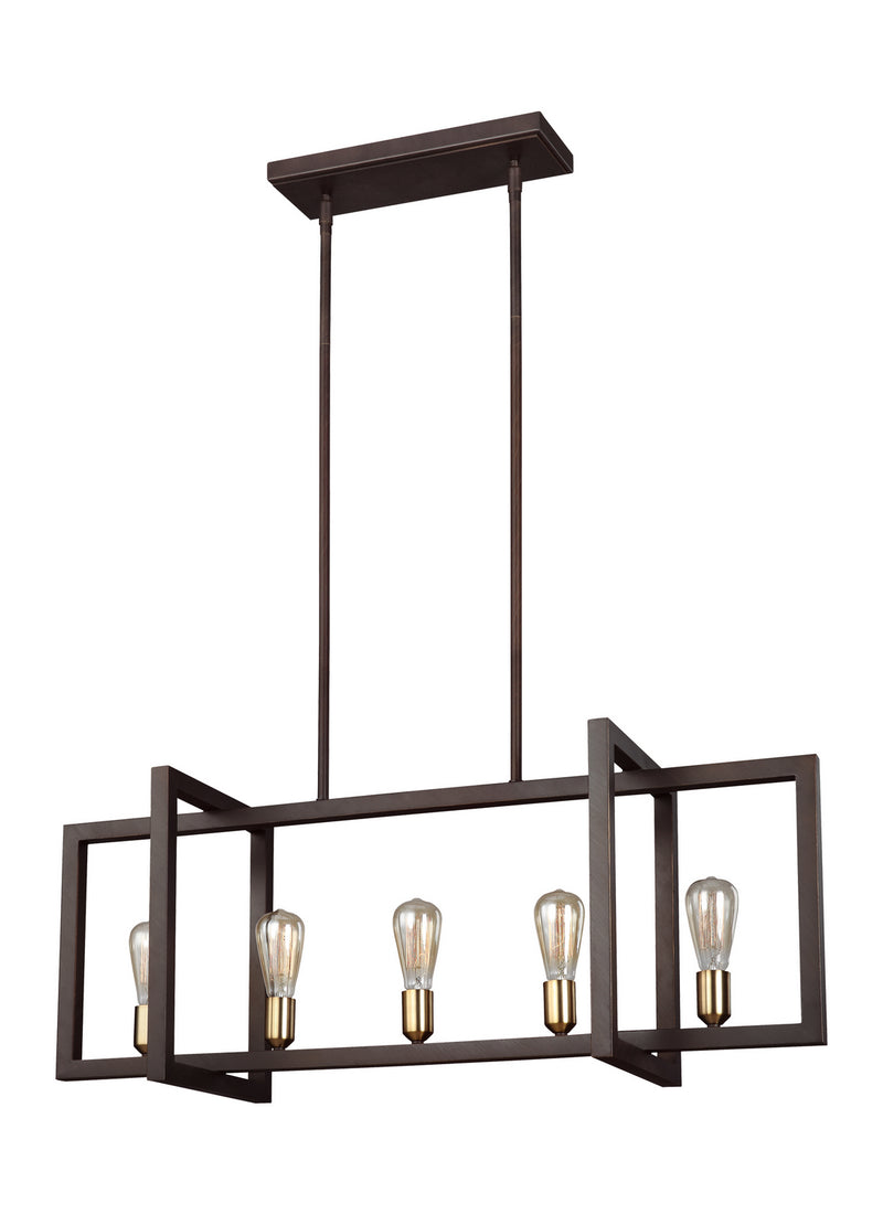 Visual Comfort Studio F3147/5NWB Finnegan Five Light Island Chandelier, New World Bronze Alternate Image 3.jpg