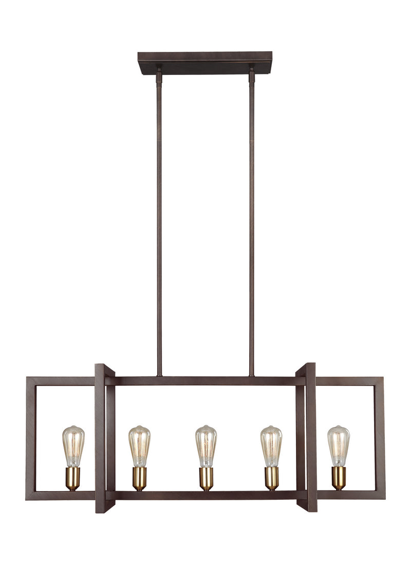 Visual Comfort Studio F3147/5NWB Finnegan Five Light Island Chandelier, New World Bronze Main Image.jpg