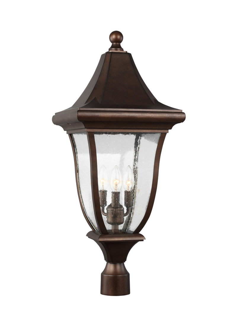 Visual Comfort Studio OL13107PTBZ Oakmont Three Light Outdoor Post Lantern, Patina Bronze Main Image.jpg