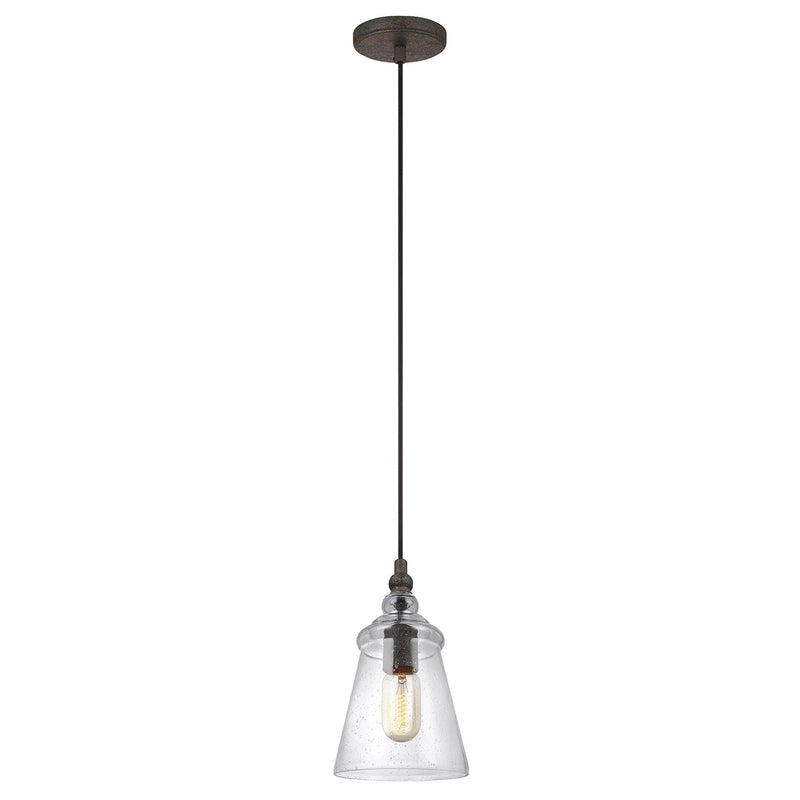 Generation Lighting P1449DWI Loras One Light Pendant, Dark Weathered Iron Main Image.jpg