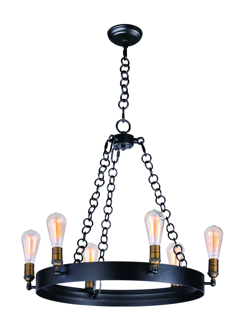 Maxim 26273BKNAB Noble Six Light Chandelier, Black / Natural Aged Brass Main Image.jpg