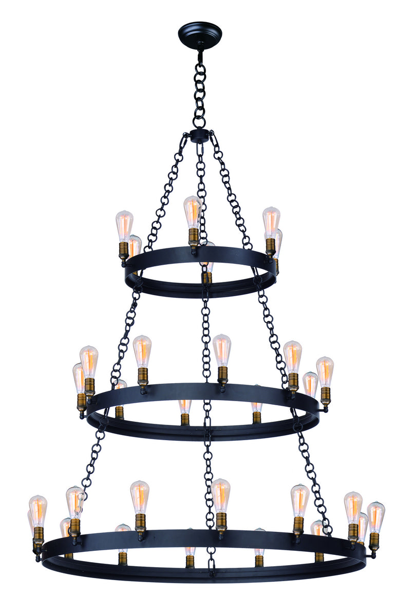 Maxim 26278BKNAB Noble 30 Light Chandelier, Black / Natural Aged Brass Main Image.jpg