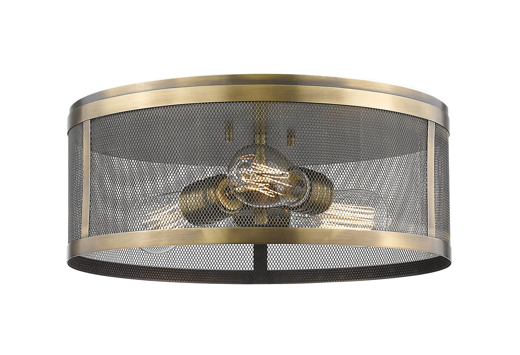 Z-Lite 331F14-NB Meshsmith Three Light Flush Mount, Natural Brass Main Image.jpg