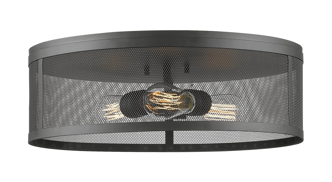 Z-Lite 331F18-BRZ Meshsmith Three Light Flush Mount, Bronze Main Image.jpg