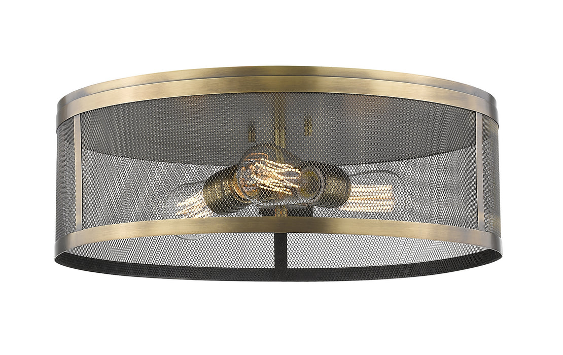 Z-Lite 331F18-NB Meshsmith Three Light Flush Mount, Natural Brass Main Image.jpg