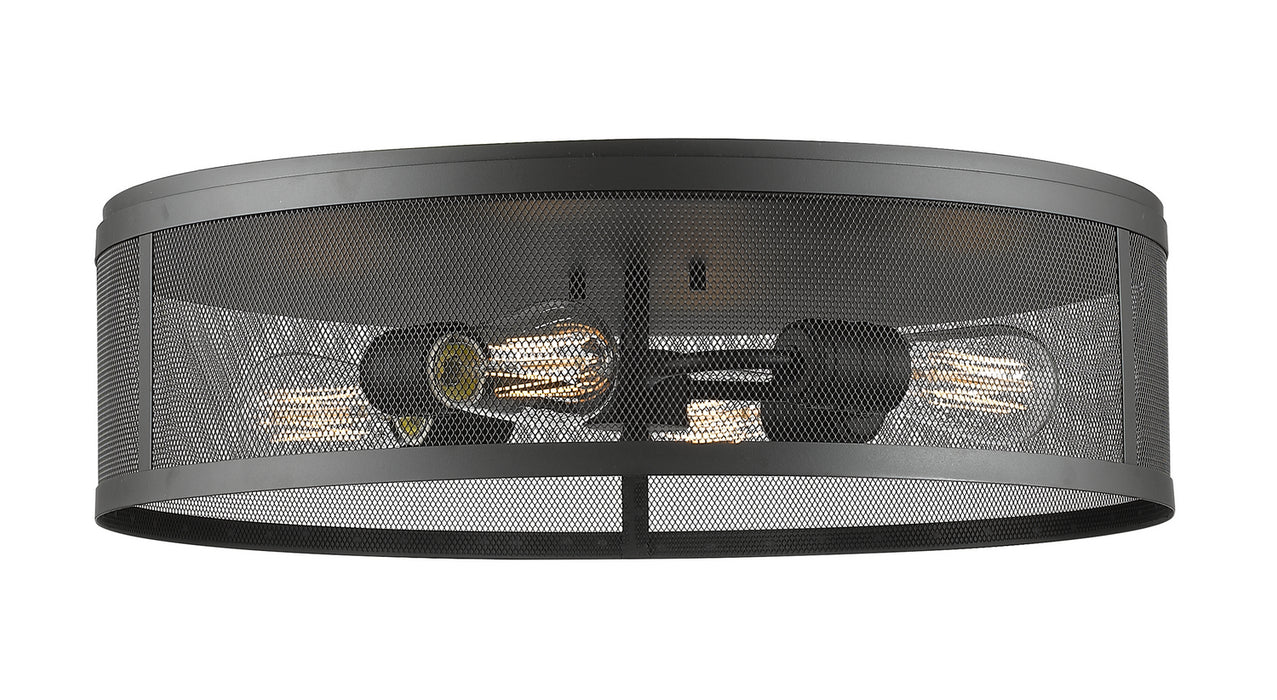 Z-Lite 331F21-BRZ Meshsmith Four Light Flush Mount, Bronze Main Image.jpg