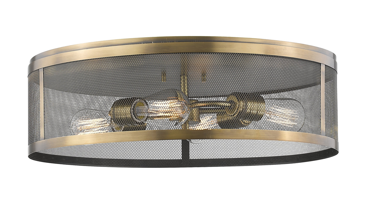 Z-Lite 331F21-NB Meshsmith Four Light Flush Mount, Natural Brass Main Image.jpg