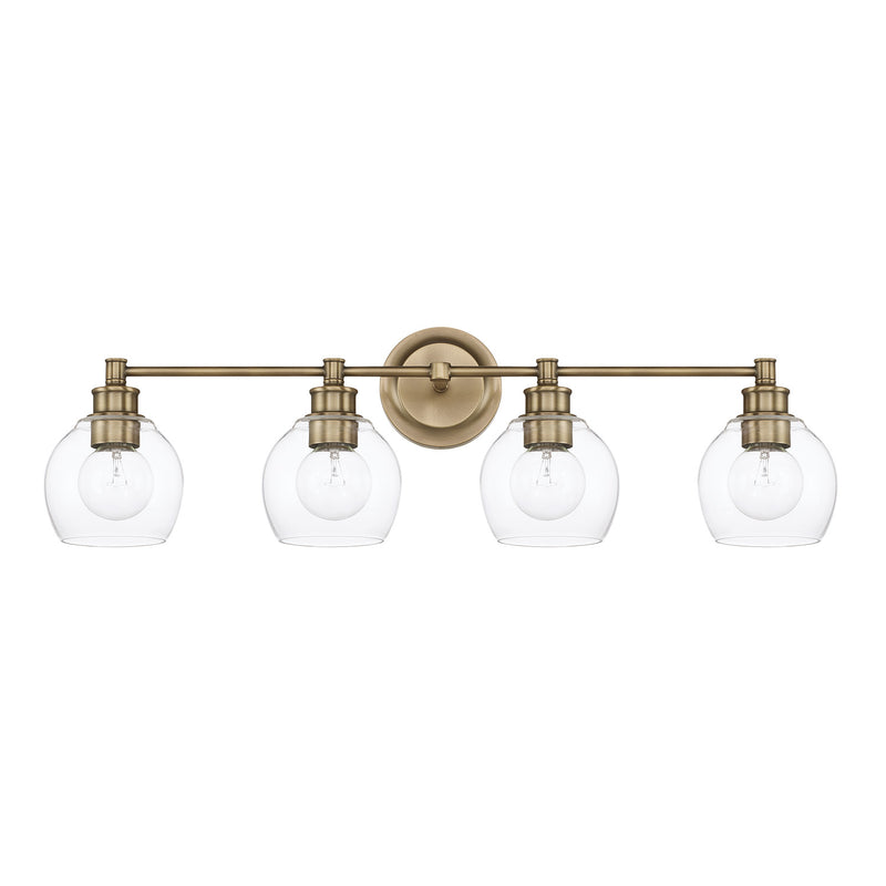 Capital Lighting 121141AD-426 Mid Century Four Light Vanity, Aged Brass Main Image.jpg