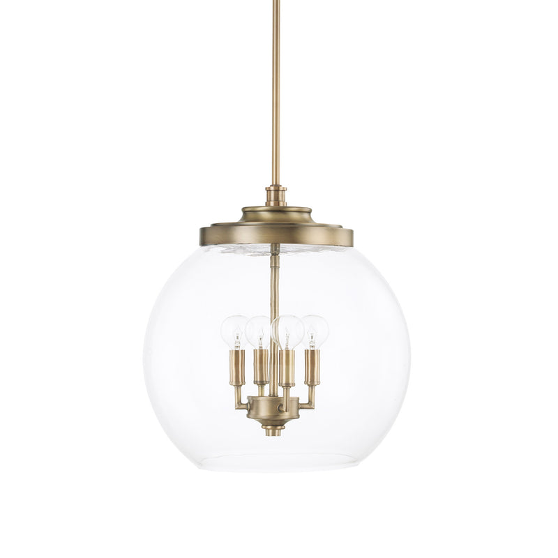Capital Lighting 321142AD Mid Century Four Light Pendant, Aged Brass Main Image.jpg