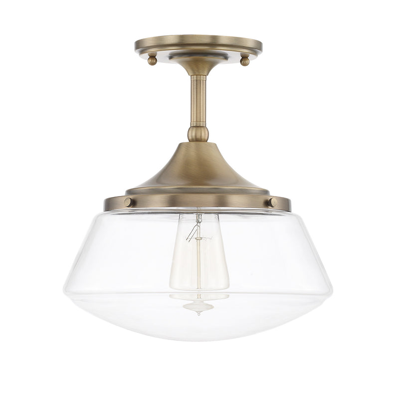 Capital Lighting 3533AD-134 Schoolhouse One Light Semi-Flush Mount, Aged Brass Main Image.jpg