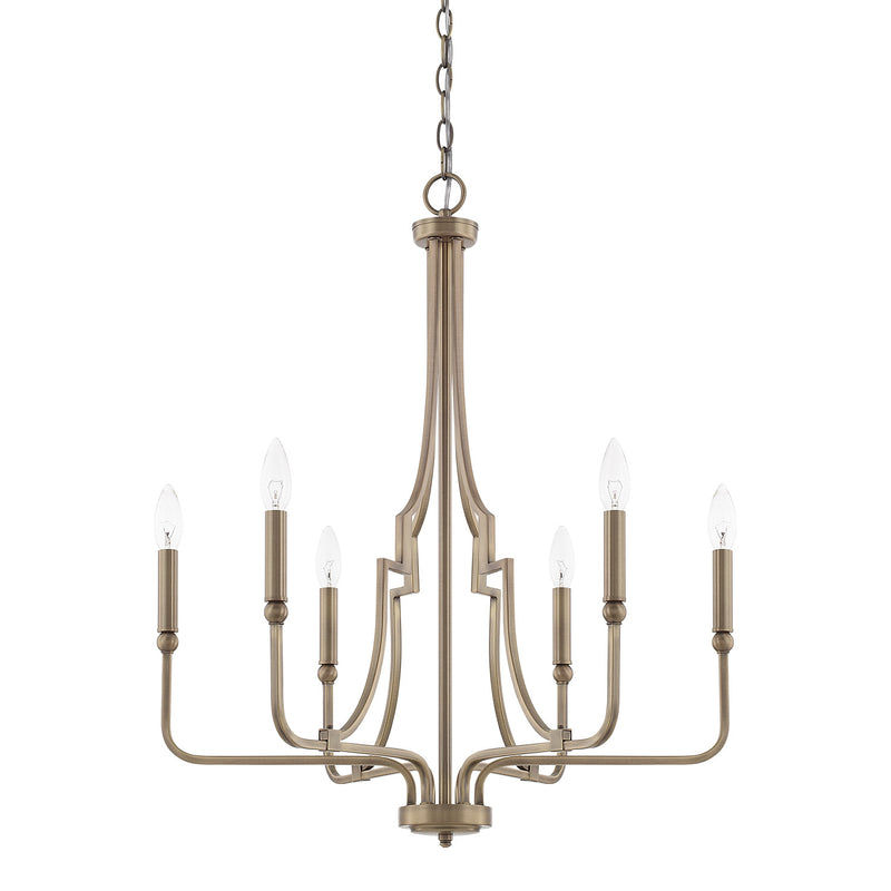 Capital Lighting 419361AD Dawson Six Light Chandelier, Aged Brass Main Image.jpg