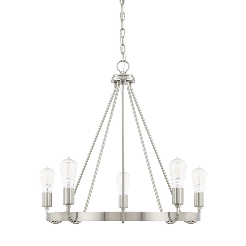 Capital Lighting 420061BN Tanner Five Light Chandelier, Brushed Nickel Main Image.jpg