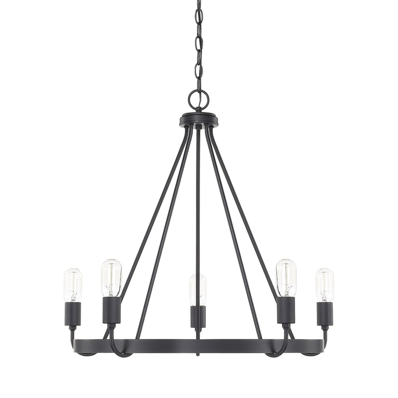 Capital Lighting 420061MB Tanner Five Light Chandelier, Matte Black Main Image.jpg
