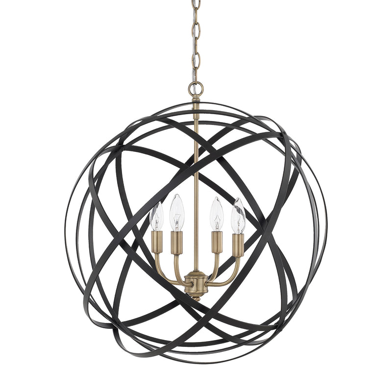 Capital Lighting 4234AB Axis Four Light Pendant, Aged Brass and Black Main Image.jpg