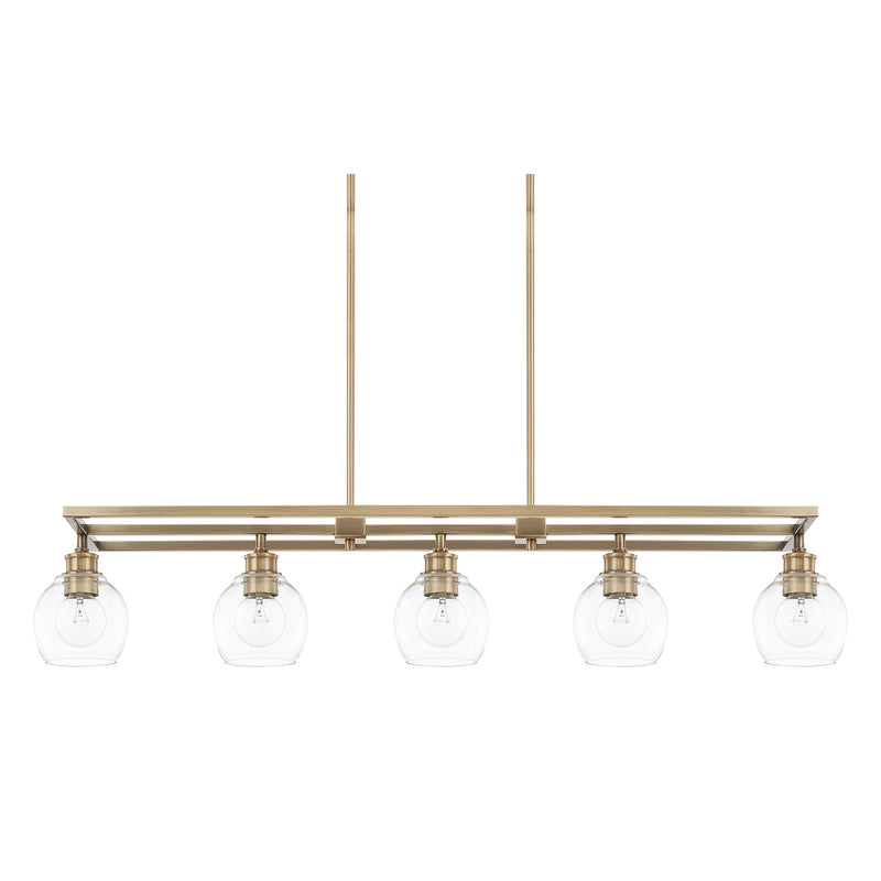 Capital Lighting 821151AD-426 Mid Century Five Light Island Pendant, Aged Brass Main Image.jpg