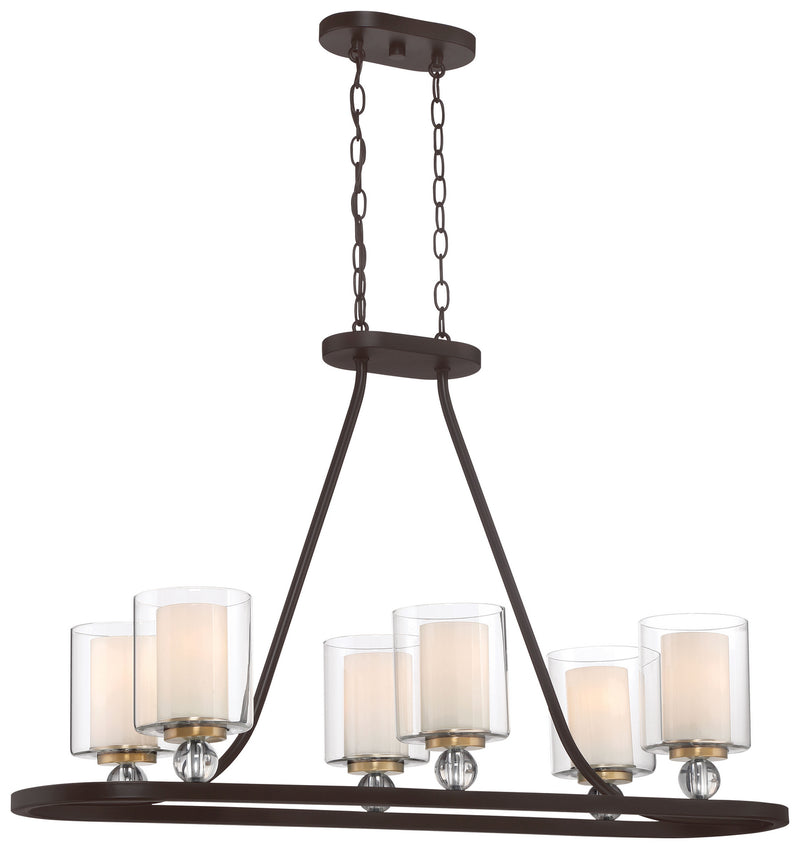 Minka-Lavery 3076-416 Studio 5 Five Light Island Pendant, Painted Bronze W/Natural Brush Main Image.jpg