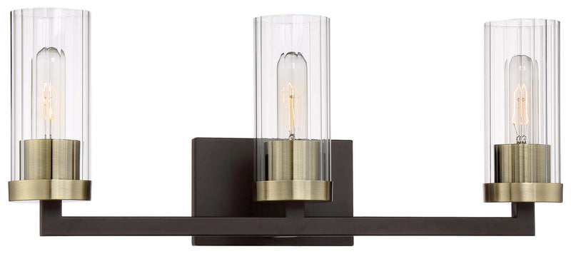 Minka-Lavery 3043-560 Ainsley Court Three Light Bath, Aged Kinston Bronze w/Brushed Brass Main Image.jpg