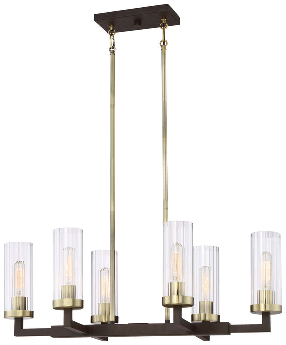 Minka-Lavery 3046-560 Ainsley Court Six Light Island Pendant, Aged Kinston Bronze w/Brushed Brass Main Image.jpg