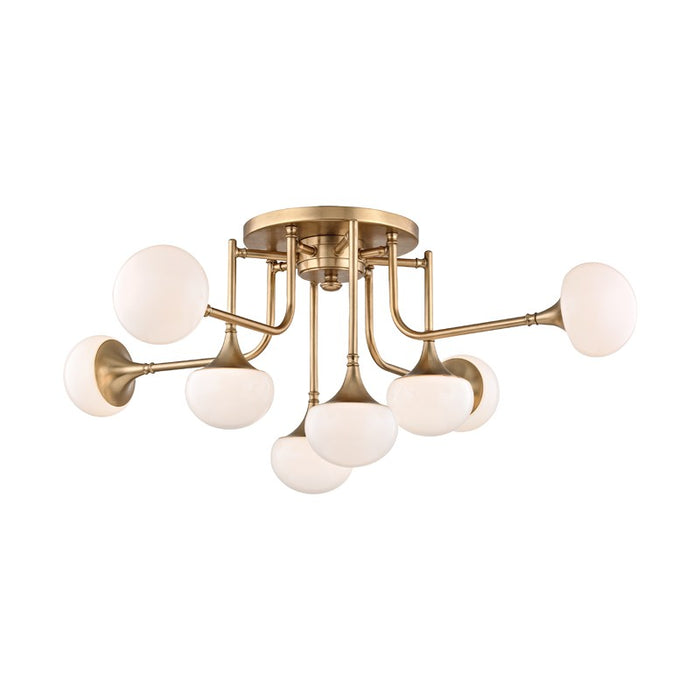 Hudson Valley 4708-AGB Fleming LED Semi Flush Mount, Aged Brass Main Image.jpg