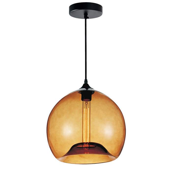 CWI Lighting 5553P12- Amber Glass One Light Mini Pendant, Black Main Image.jpg