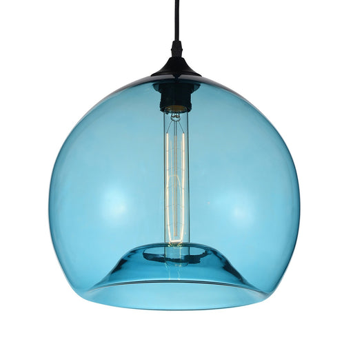 CWI Lighting 5553P12- Blue Glass One Light Mini Pendant Black Alt 1.jpg