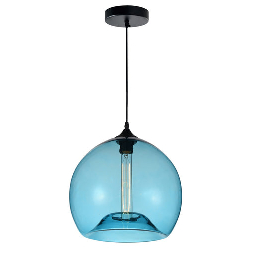 CWI Lighting 5553P12- Blue Glass One Light Mini Pendant Black.jpg