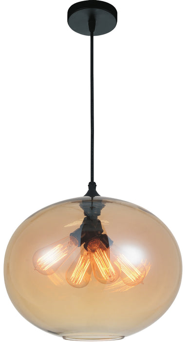 CWI Lighting 5553P16 -Amber Glass Four Light Pendant Black.jpg