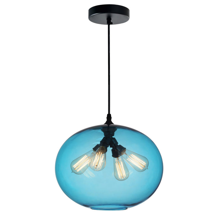 CWI Lighting 5553P16 -Blue Glass Four Light Pendant Black.jpg