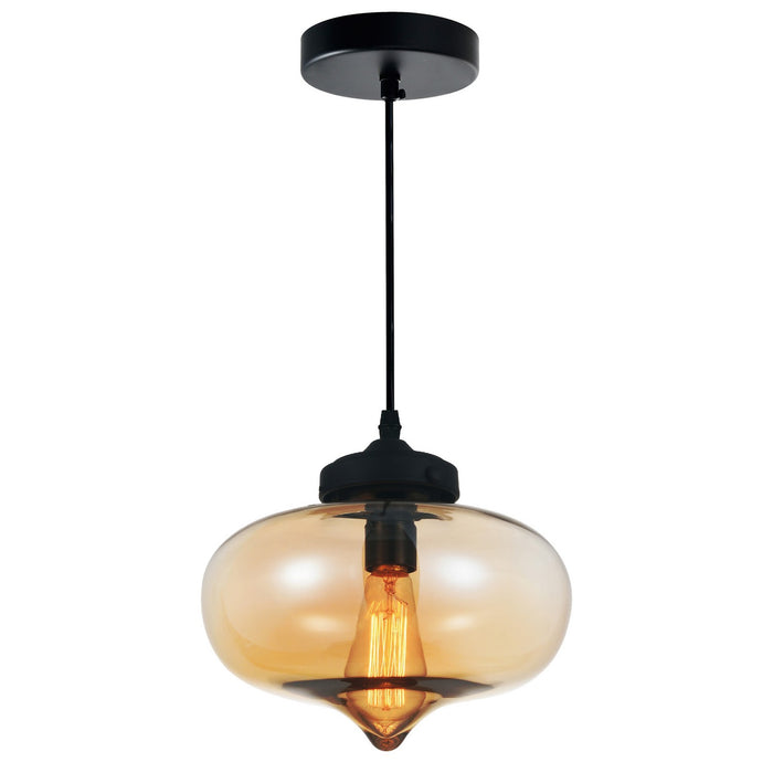 CWI Lighting 5570P11 - Amber Glass One Light Mini Pendant, Black Main Image.jpg