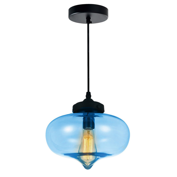 CWI Lighting 5570P11 - Blue Glass One Light Mini Pendant, Black Main Image.jpg