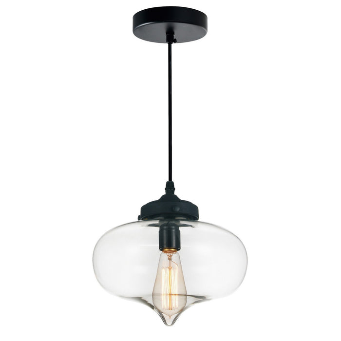 CWI Lighting 5570P11 - Clear Glass One Light Mini Pendant, Black Main Image.jpg