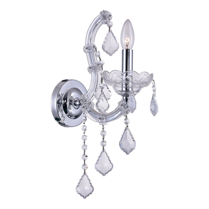 CWI Lighting 8318W5C-1 (Clear) Maria Theresa One Light Wall Sconce, Chrome Main Image.jpg